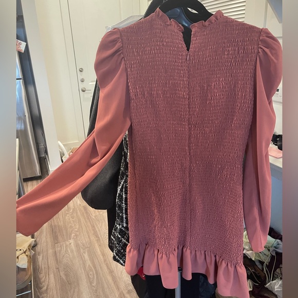 Amanda Uprichard Rhiannon Smocked Mini Dress In Sienna Pink - Picture 4 of 6